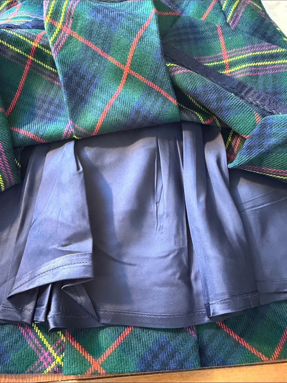 Ralph Lauren Green Plaid Pinafore Dress with White Shirt